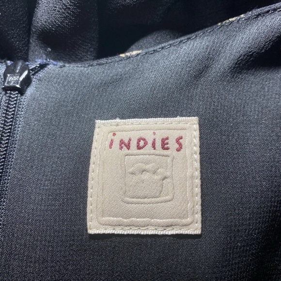 Indies Black & Gold Size 3 Maxi Dress Boho Chic Sheer Long Sleeves Slit In Back - Picture 8 of 8